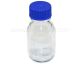 Fles, laboratorium, 250ml, GL45, incl. blauwe dop en gietring